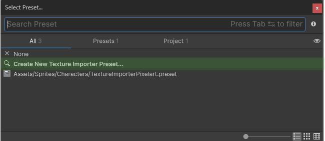 Create new import preset in Unity